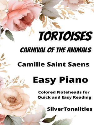cover image of Tortoises Carnival of the Animals Easy Piano Sheet Music with Colored Notation